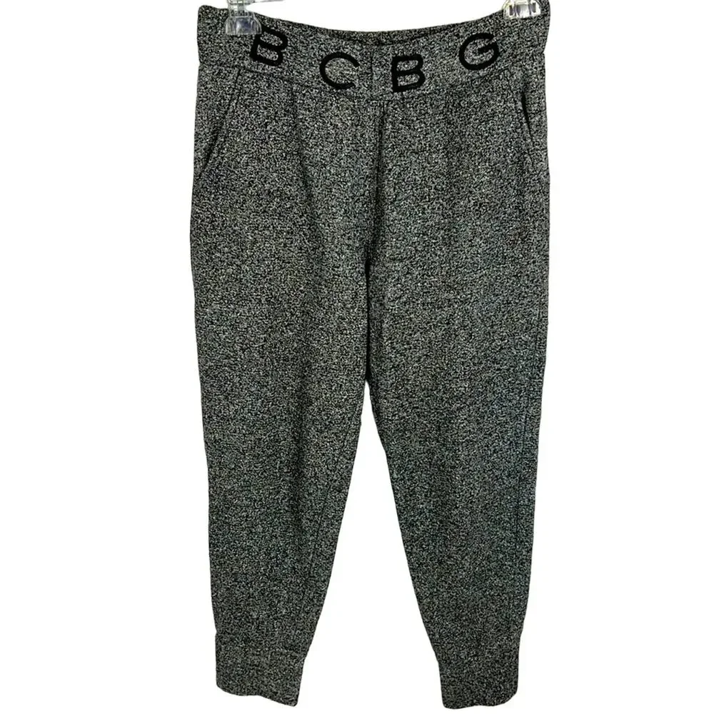 BCBGMAXAZRIA Joggers Heather Gray Branded Waist Size M Athleisure Loungewear